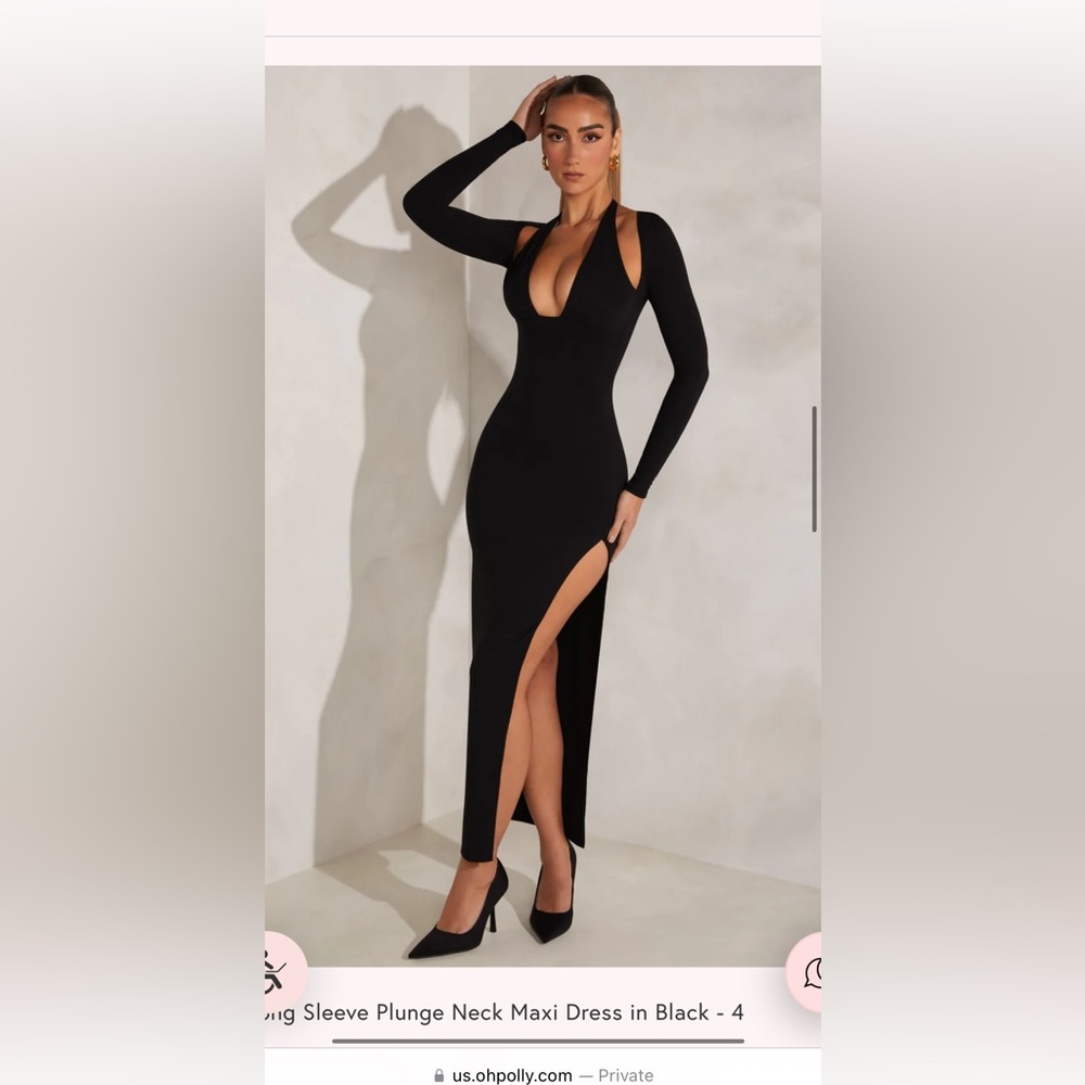 Long sleeve plunge dress